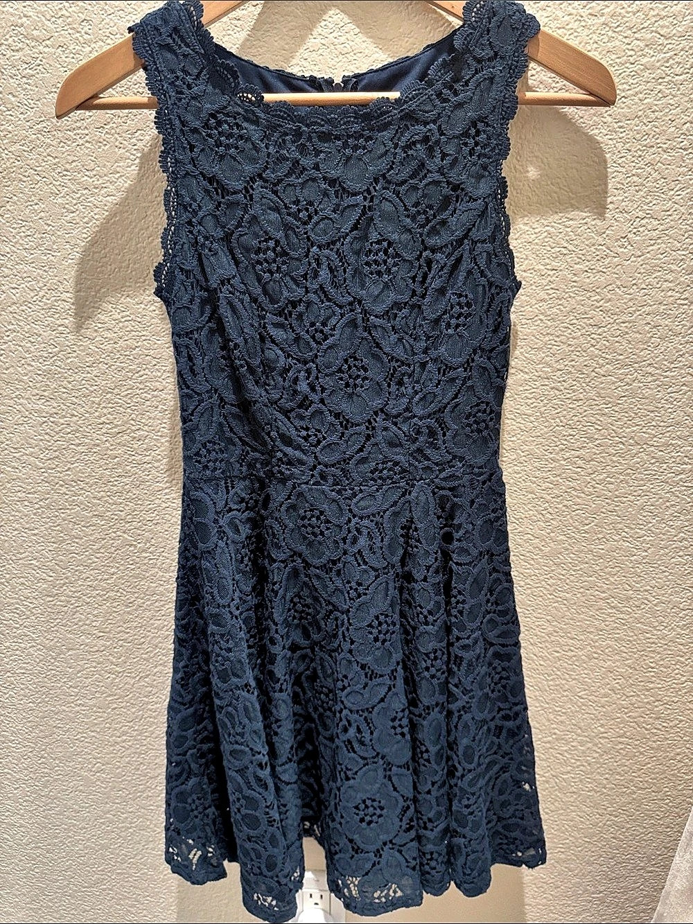 City Studio Navy Lace Fit and Flare Dress Mini Dress in Blue